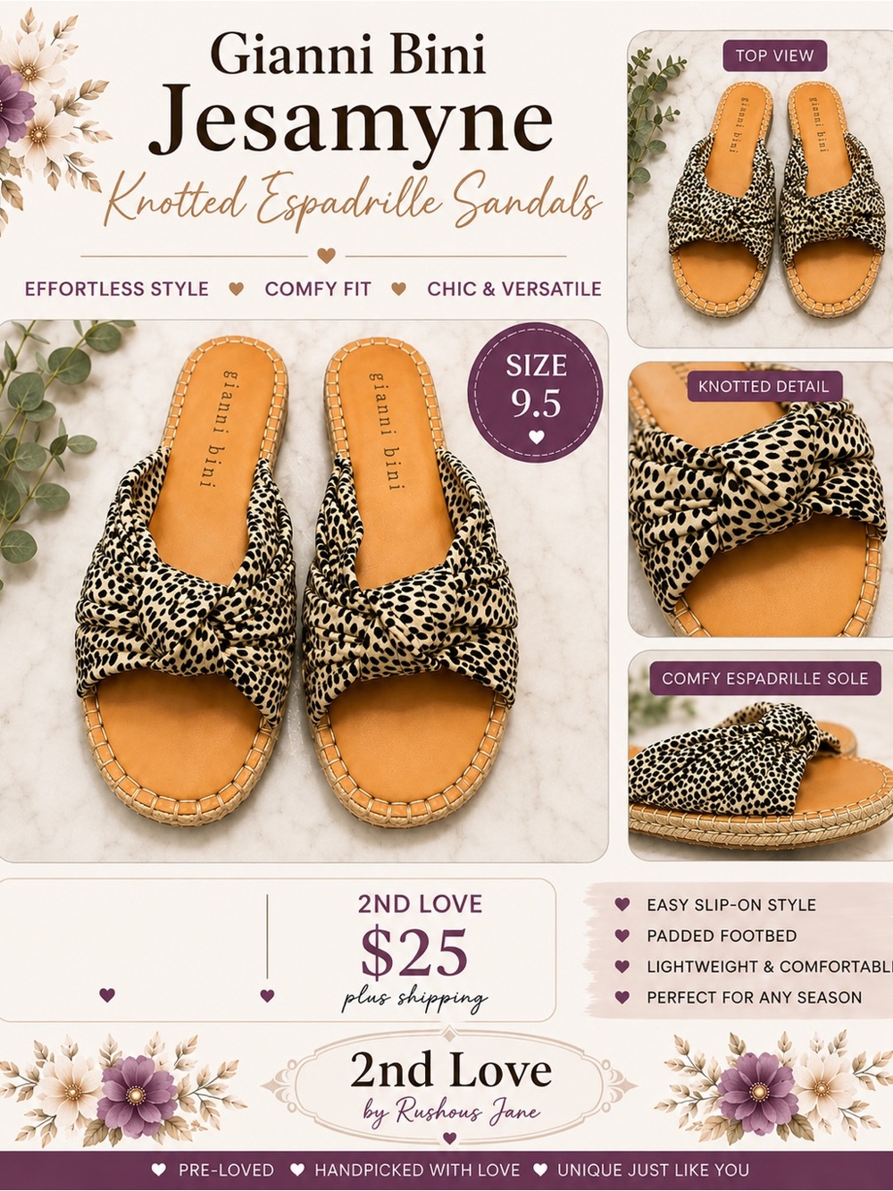 Gianni Bini Knotted Espadrille Sandals — Leopard Print Black & Cream